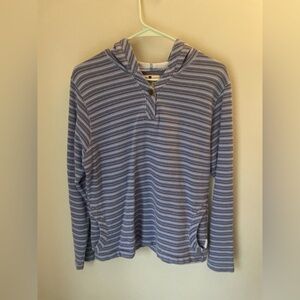 Woolrich Blue and Purple Striped Cotton Hoodie Size Medium